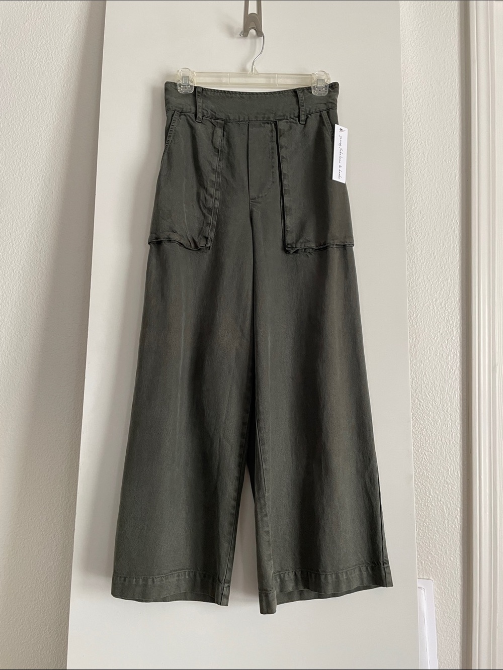 YFB Young Fabulous & Broke Linen/Rayon Wide Leg High Rise Trousers Pants NWT Tan - Picture 8 of 8